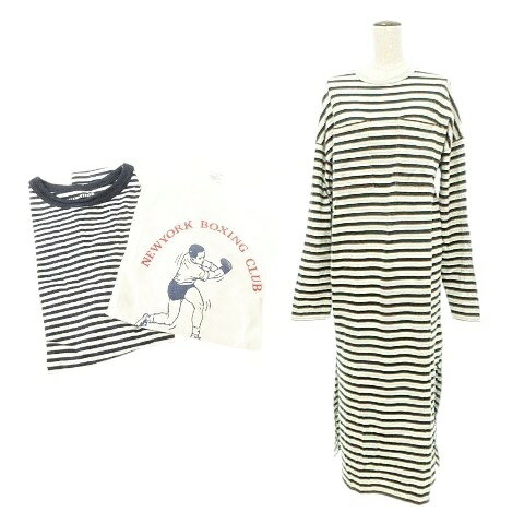 【中古】シンゾーン Shinzone 美品 Tシャツ カットソー 3点セット ワンピース ボーダー ロゴ ワンサイ..