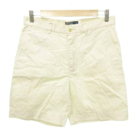 下裝 - 【中古】ポロ バイ ラルフローレン Polo by Ralph Lauren ハーフ ショートパンツ 無地 ジップアップ 薄手 32 Mサイズ アイボリー メンズ 【ベクトル 古着】 260118