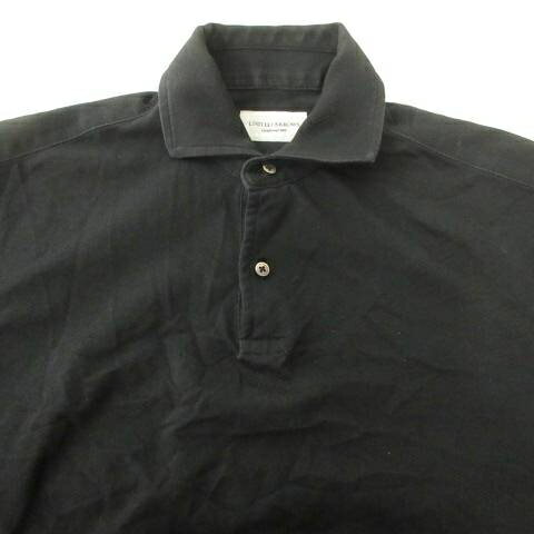 【中古】ユナイテッドアローズ UNITED ARROWS ポロシャツ 半袖 無地 スリット 薄手 Sサイズ 黒 ブラック ■GY54 メンズ 【ベクトル 古着】 260121