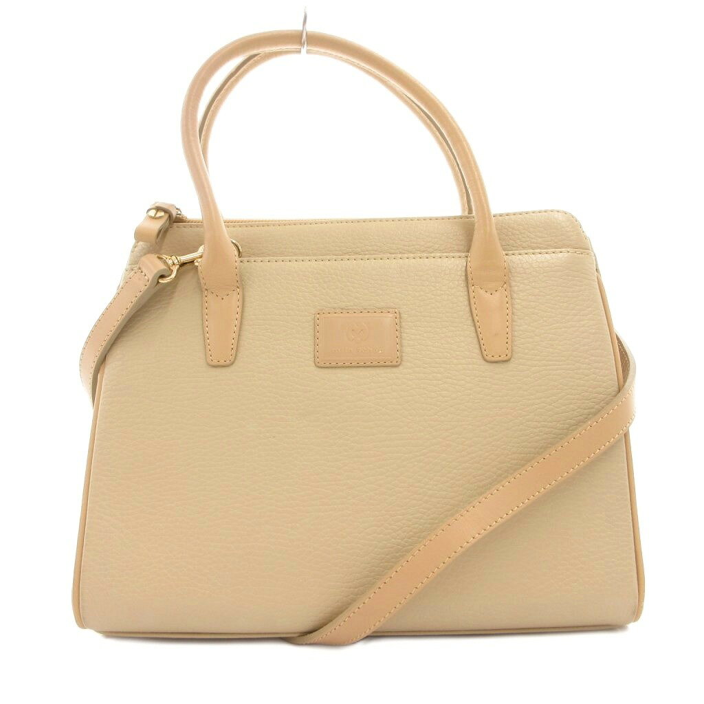 Rakuten - 【中古】ミラショーン mila schon ハンドバッグ ベージュ ショルダー付き 2WAY ロゴパッチ /ML ■YHS8 レディース 【ベクトル 古着】 260430