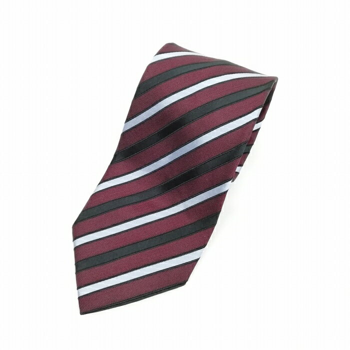 【中古】エルメネジルドゼニア Ermenegildo Zegna 美品 イタリア製 シルク ネクタイ レギュラータイ ストライプ エンジ ブラック ブルー メンズ 【ベクトル 古着】 231024