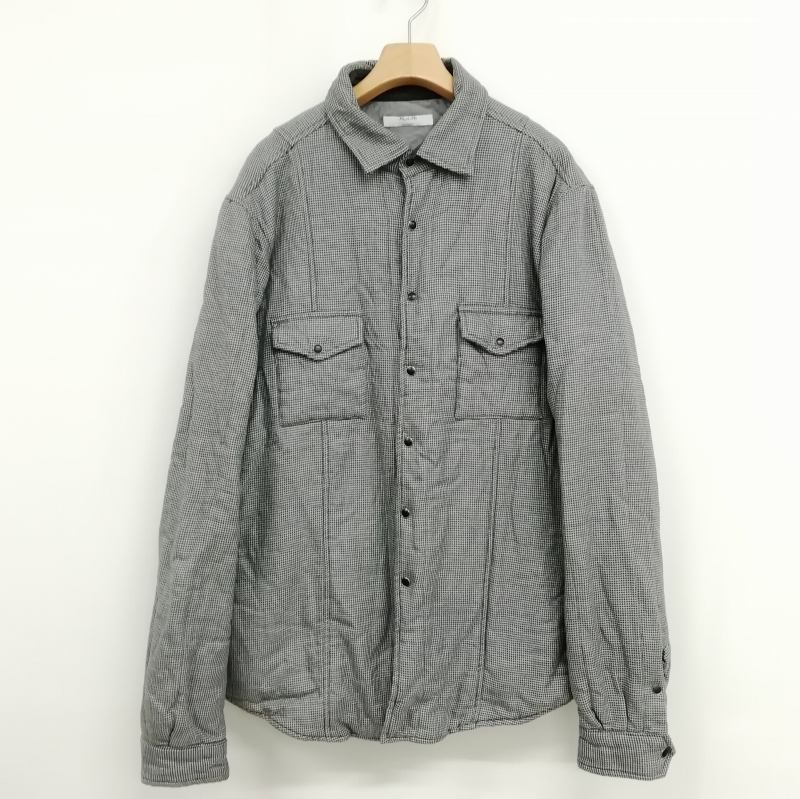 【中古】アリーニ AGLINI 千鳥格子 中綿 ウエスタンシャツ ジャケット ブルゾン 40 グレー系 メンズ 【ベクトル 古着】 241002