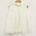 【中古】ユニクロ UNIQLO +J マルニ タックブラウス ノースリーブシャツ プリーツ ホワイトベージュ M 231-447556 レディース 【ベクトル 古着】 241110(4)
