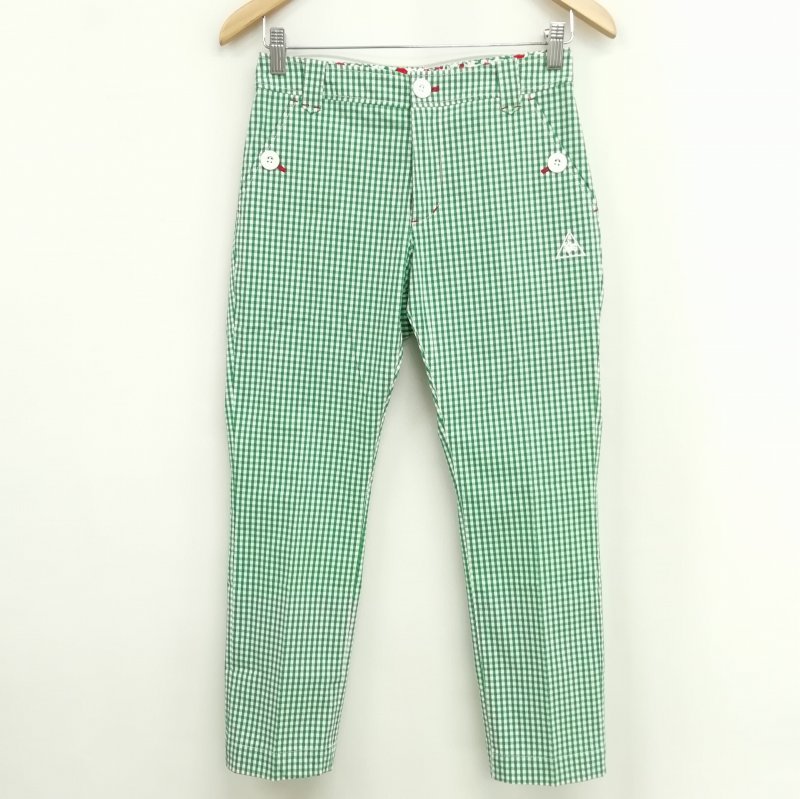 【中古】ルコックスポルティフ Le coq sportif QGL8322 ギンガムチェック ロング パンツ ゴルフウエア 美品 7 グリーン レディース 【ベクトル 古着】 241030
