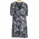 【中古】オールセインツ ALLSAINTS デミ・ブルベルドレス ワンピース ひざ丈 半袖 Vネック ギャザー 花柄 約Sサイズ相当 ネイビー レディース 【ベクトル 古着】 241107(4)
