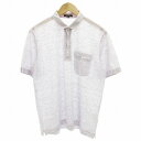 【中古】イーエクスクラブ EX-CLUB 美品 ポロシャツ カットソー 半袖 ハーフジップ リネン混 LL 紫 パープル /GV メンズ 【ベクトル 古着】 2...