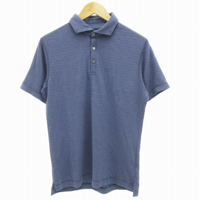 【中古】エポカ ウォモ EPOCA UOMO 24SS ブリスターWジャカードポロシャツ 半袖 48 L 紺 ネイビー M1P20-344-26 /GV メンズ 【ベクトル 古着】 250111