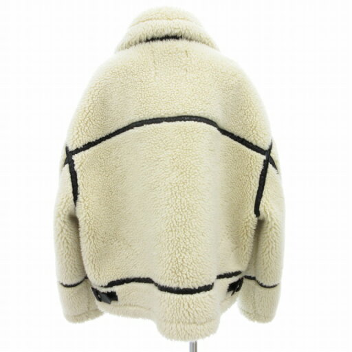 【中古】ザラ ZARA ボアジャケット ブルゾン ジップアップ ネックベルト L 白 ホワイト 黒 ブラック 3548247712 /GV レディース 【ベクトル 古着】 250118