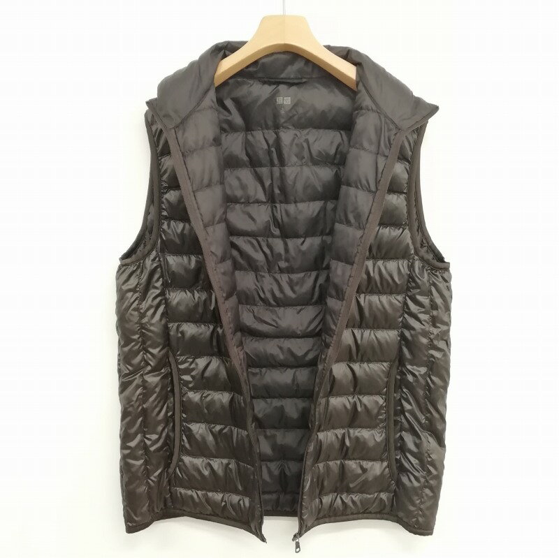 【中古】ユニクロ UNIQLO 315-072571 ウルトラライト ダウン ベスト ジャケット L ダークブラウン メンズ 【ベクトル 古着】 250212