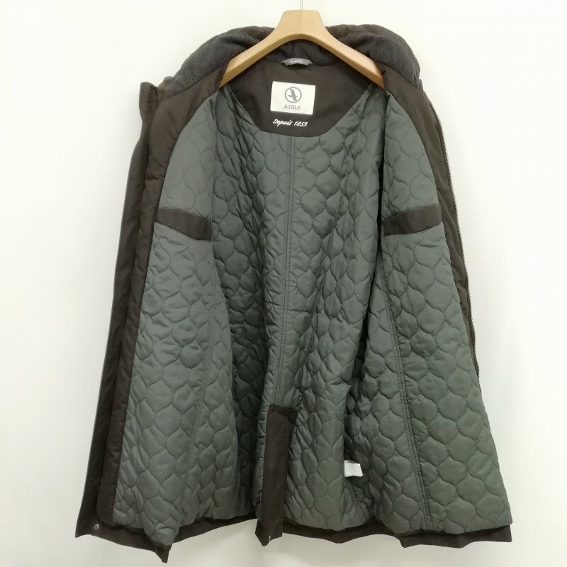 【中古】エーグル AIGLE コットン ナイロン ジャケット コート スタンドカラー 中綿 XL ダークブラウン系 メンズ 【ベクトル 古着】 250401