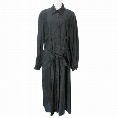 【中古】ザラ ZARA SRPLS サープラス シャツ ワンピース ロング プリーツ 長袖 ウエストリボン バイカラー XS 160/80A 黒 紺 X レディース 【ベクトル 古着】 250423 【中古】ザラ ZARA SRPLS サープラス シャツ ワンピース ロング プリーツ 長袖 ウエストリボン バイカラー XS 160/80A 黒 紺 X レディース 【ベクトル 古着】 250423