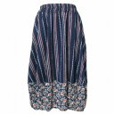 【中古】アズノウアズ as know as 美品 コクーン スカート ひざ丈 ストライプ 花柄 紺 ネイビー X レディース 【ベクトル 古着】 250430