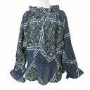 【中古】アズノウアズ オオラカ AS KNOW AS olaca 美品 行き交う風景のPO 大きいサイズ OB1563 ブラウス プルオーバー 長袖 プリント 花柄 水玉 15 XL相当 紺 ネイビー X レディース 【ベクトル 古着】 250514