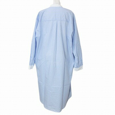 【中古】SOG. ストライプクレリックシャツワンピース ロング 長袖 バンドカラー ブルー ホワイト X レディース 【ベクトル 古着】 250530