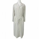 【中古】バナナリパブリック BANANA REPUBLIC 19SS シャツワンピース ロング 長袖 ストライプ オープンカラー ウエストリボン S ベージュ ホワイト X レディース 【ベクトル 古着】 250623