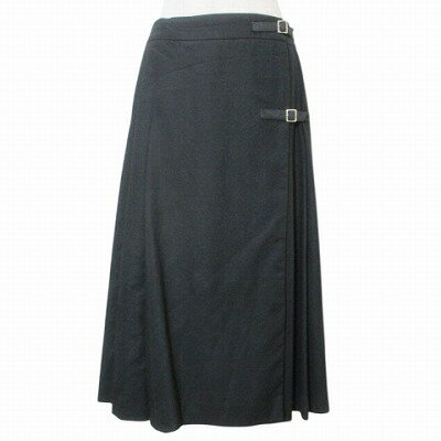 【中古】オールドイングランド OLD ENGLAND ラップスカート プリーツ ひざ丈 ウール 38 L相当 黒 ブラック X レディース 【ベクトル 古着】 250627