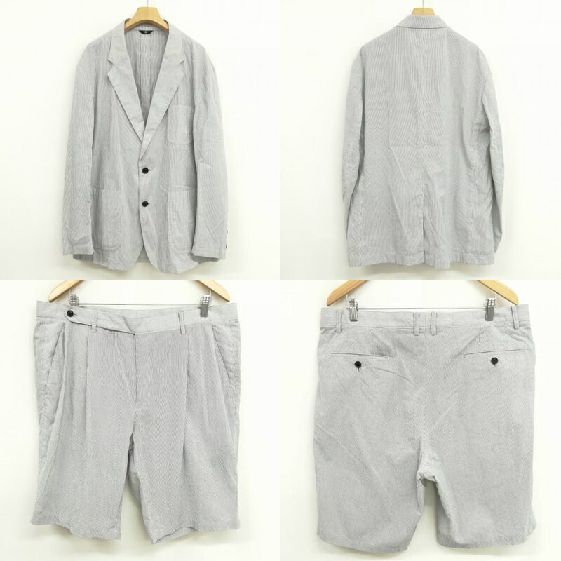 【中古】ランバン LANVIN COLLECTION 21SS ストライプ ジャケット ショーツ ショートパンツ セットアップ 52 グレー系 メンズ 【ベクトル 古着】 250626