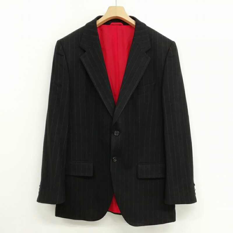 【中古】ヒューゴボス HUGO BOSS ストライプ シングル 2B スーツ セットアップ ジャケット スラックス 52 ブラック メンズ 【ベクトル 古着】 250626