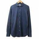 【中古】バーニーズニューヨーク BARNEYS NEW YORK シャツ 長袖 無地 L 紺 ネイビー X メンズ 【ベクトル 古着】 250703(4)