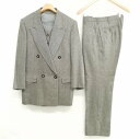 【中古】美品 FINTES生地 カシミヤ 3ピース ダブルブレスト 4B パンツ スーツ フォーマル ジャケット スラックス グレー系 レディース 【ベクトル ...
