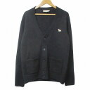 【中古】メゾンキツネ MAISON KITSUNE クラシックカーディガン FM00504KT1014 ニット 長袖 厚手 ウール ワッペン ワンポイント Vネック M 黒 ブラック X メンズ 【ベクトル 古着】 250702