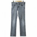 【中古】ヒューゴボス HUGO BOSS イタリアンファブリック ストレッチデニム パンツ ジーンズ ダメージ加工 ストレッチ ロゴプレート 30/34 グレー X メンズ 【ベクトル 古着】 250710