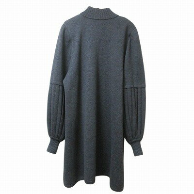 【中古】レディ ゴルフ ローマ Lady golf ROMA 美品 大きいサイズ 長袖 ロングニット カーディガン ジャケット ゴルフウェア ウール ハイネック 袖プリーツ 44 XL相当 グレー X レディース 【ベクトル 古着】 250718