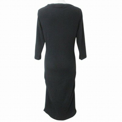 【中古】ジェームスパース JAMES PERSE ワンピース 7分袖 ミモレ丈 ヘンリーネック サイドギャザー 1 S相当 黒 ブラック X レディース 【ベクトル 古着】 250718