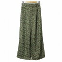 【中古】ディスコート Discoat 美品 総柄パンツ ワイド タック グリーン系 フリーサイズ X レディース 【ベクトル 古着】 250730