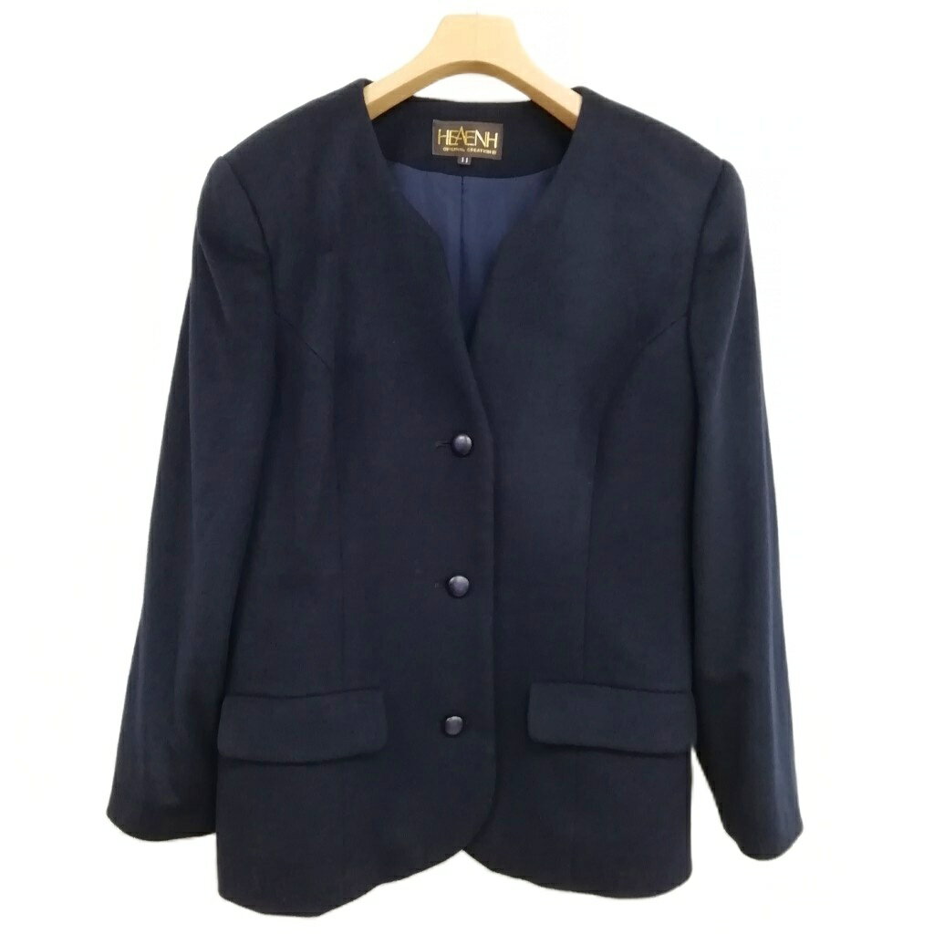 【中古】HEAENH ヴィンテージ カシミヤ スカート スーツ セットアップ フォーマル 11 ネイビー レディース 【ベクトル 古着】 250813