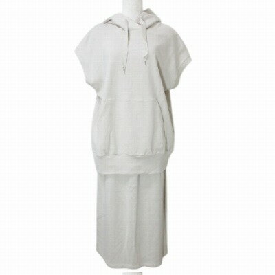 【中古】ルーニィ LOUNIE セットアップ トップス パーカー プルオーバー 半袖 ロングスカート 台形 ベージュ フリーサイズ X レディース 【ベクトル 古着】 250731