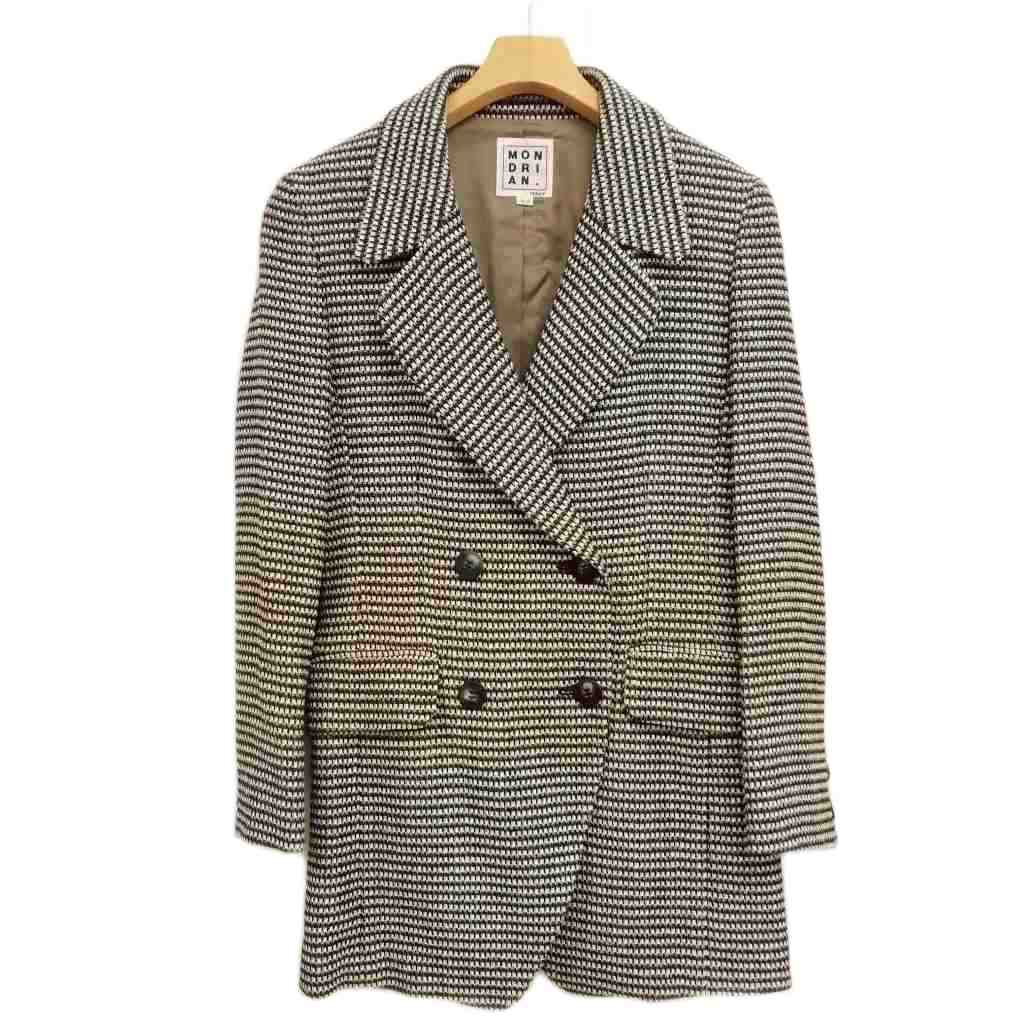 【中古】MONDRIAN モンドリアン ダブルブレスト ツイード ジャケット ブレザー 9 - 3 ブラック系 レデ..