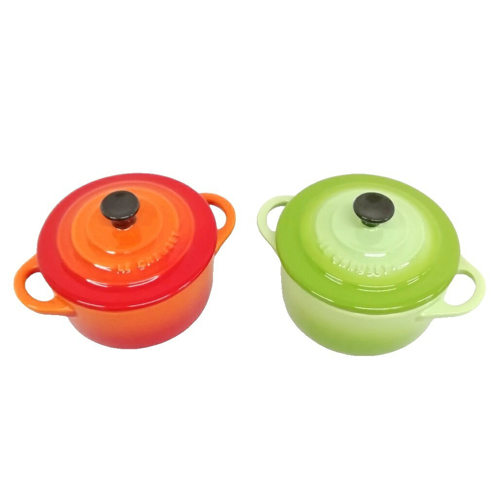 【中古】LE CREUSET ル・クルーゼ ミニココット 2個セット オレンジ グリーン 【ベクトル ...
