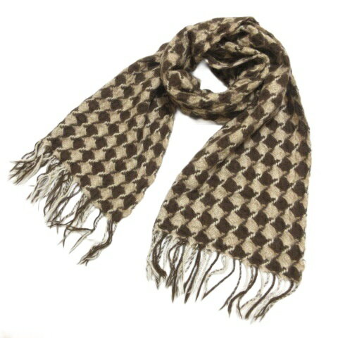 【中古】グレンプリンス Glen Prince 美品 アルパカ マフラー フリンジ ブラウン系 X レディース 【ベ..