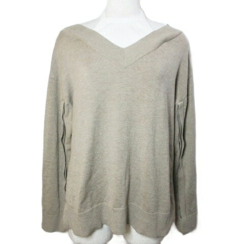 【中古】スナイデル SNIDEL 美品 ニット SWNT195071 セーター レイヤード風 アメリカンスリーブ 長袖 厚手 フリーサイズ ベージュ ホワイト /X レディース 【ベクトル 古着】 251024(4)