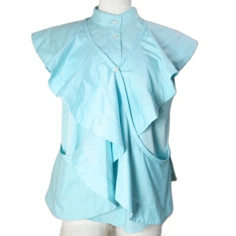 【中古】スナイデル SNIDEL 22SS Susマルチウェイフリルカラーブラウス SWFB222070 シャツ キャップスリーブ ノースリーブ スタンドカラー フリーサイズ 青 ブルー /X レディース 【ベクトル 古着】 251024