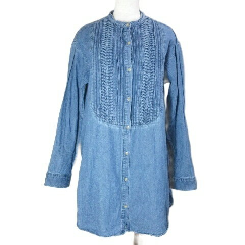 【中古】ロッソ ROSSO アーバンリサーチ 別注 SOMETHING×F by ROSSO サムシング 美品 デニムタックチュニック 長袖 バンドカラー フリーサイズ M.USED ブルー /X レディース 【ベクトル 古着】 251028