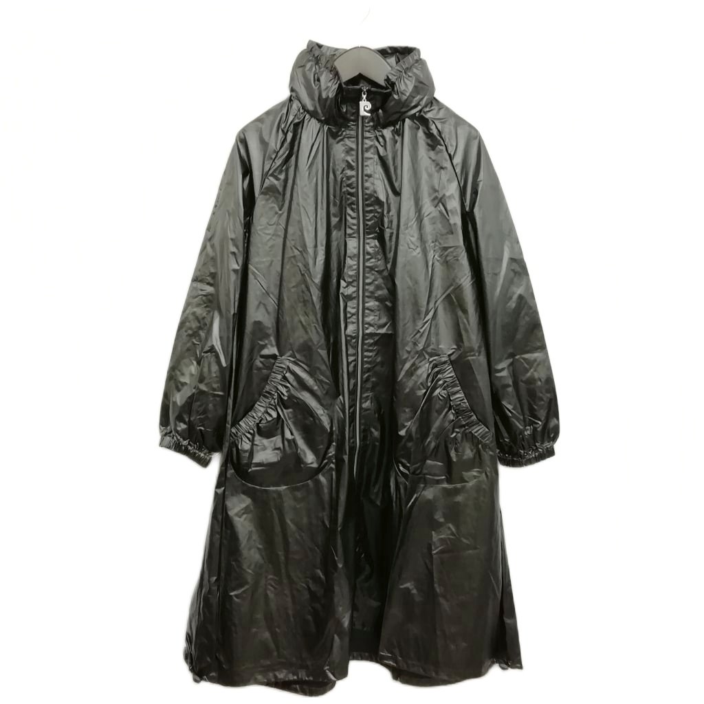 【中古】ピエールカルダン Pierre Cardin レインコート ロングコート ベルト付 ナイロンコーティング 美品 M チャコール系 レディース 【ベクトル 古着】 251204