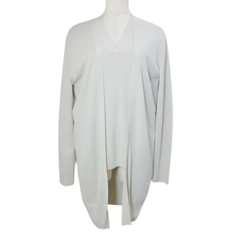 【中古】アイシービー iCB シンセティックフルニードル アンサンブルニット 薄手 プルオーバー カーディガン ボタンレス 長袖 バイカラー 日本サイズM相当 ライトグレー ホワイト /X レディース 【ベクトル 古着】 251129