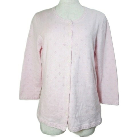 【中古】エレガンス elegance アンサンブルニット カシミヤ混 キャミソール カーディガン 7分袖 針抜き レース 日本サイズL相当 D38 I42 F40 GB12 ピンク /X レディース 【ベクトル 古着】 251201