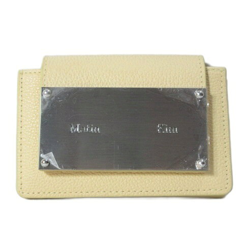 【中古】MATIN KIM マーティンキム 美品 カードケース コインケース 折りたたみ財布 レザー メタルプレート 韓国 イエロー系 /X レディース 【ベクトル 古着】 260111