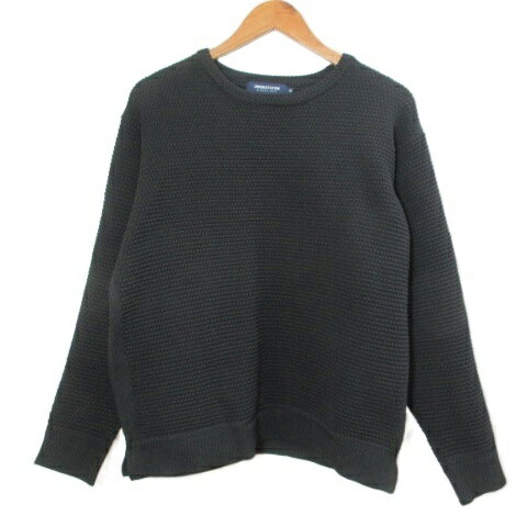 樂天商城 - 【中古】ユニオンステーション UNION STATION by MEN'S BIGI メンズビギ ニットクルーネック セーター MO843KSW003 変形ワッフル柄 長袖 プルオーバー 厚手 M 黒 ブラック ロンT欠損 /X メンズ 【ベクトル 古着】 260203
