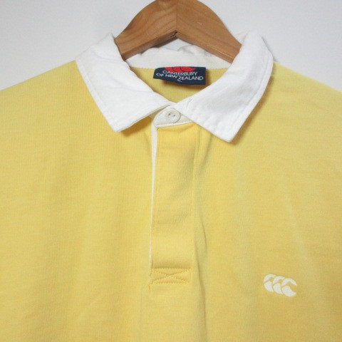 【中古】カンタベリー CANTERBURY ショートスリーブソリッドカラーラグビージャージー ラガーシャツ RA34134 半袖 ロゴ刺? 大きいサイズ 3L イエロー ホワイト ユニセックス /X メンズ レディース 【ベクトル 古着】 260211
