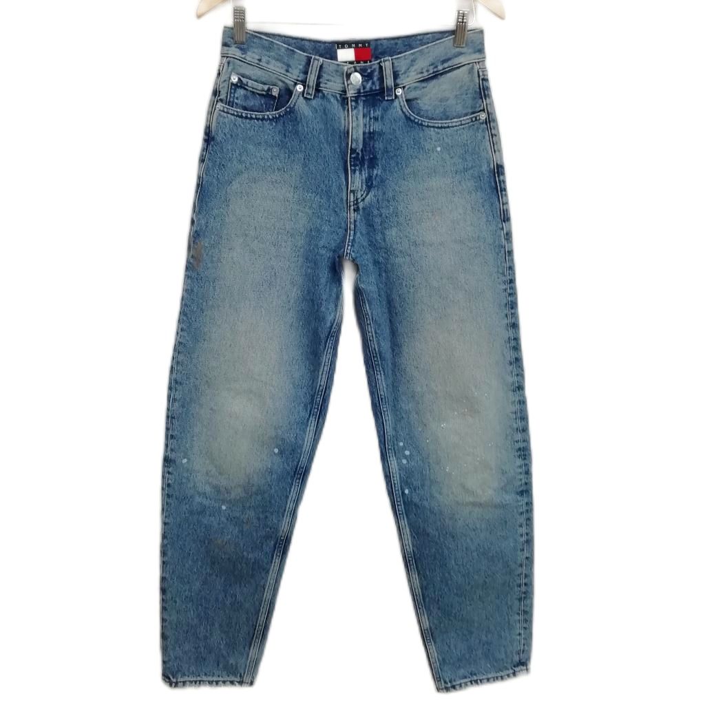 【中古】トミー TOMMY JEANS ワイドテーパード バギー デニム パンツ ジーンズ ペンキ ダメージ加工 27 インディゴ メンズ 【ベクトル 古着】 260310