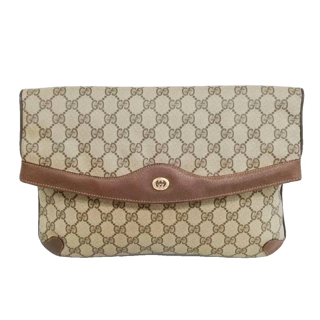 gucci///////////////\' - 【中古】グッチ GUCCI オールドグッチ 89.02.075 GGスプリーム クラッチバッグ ハンドバッグ ベージュ ブラウン レディース 【ベクトル 古着】 260313