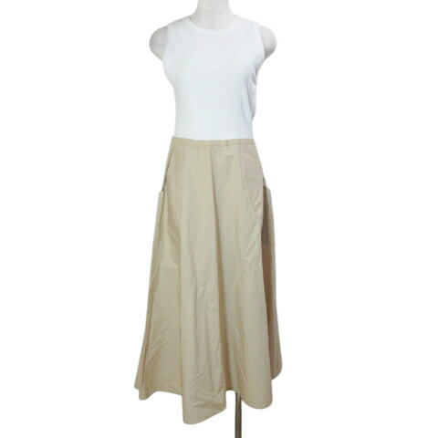[Used] ZARA Pocket Contrast Midi Dress, Sleeveless, Two-Tone, White/Beige, Size S (165cm/84A/X) Women's [Vector Used Clothing] 260330