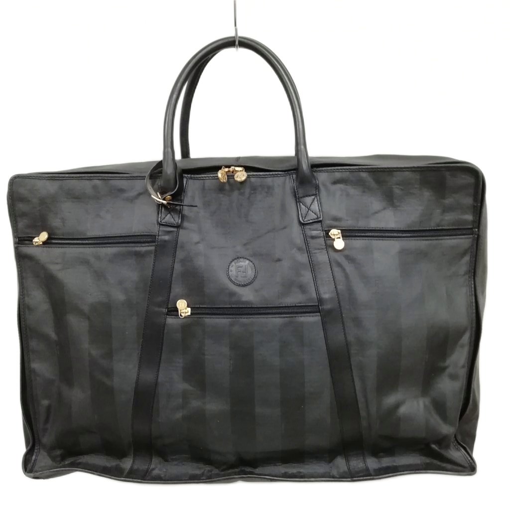 【中古】フェンディ FENDI ペカン 旅行バッグ ガーメントケース ボストン 黒 ブラック ゴールドカラー金具 メンズ レディース 【ベクトル 古着】 260817