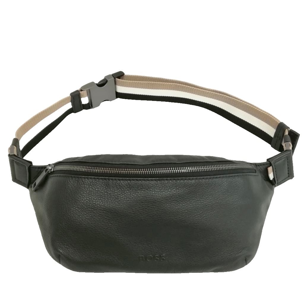 【中古】ヒューゴボス HUGO BOSS 50467868 レザー ボディバッグ ウエストバッグ 美品 ブラック メンズ 【ベクトル 古着】 260424