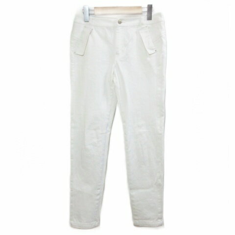 [Used] Sonia Rykiel Collection White Denim Pants Jeans with Rhinestones, Size 38 (equivalent to M), White /X Women's [Vector Used Clothing] 260424
