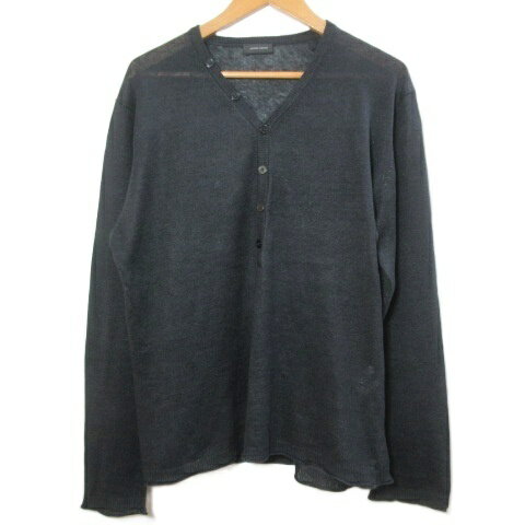 Other - 【中古】ジョセフオム JOSEPH HOMME ヘンリーネック Vネック リネンニット プルオーバー 長袖 薄手 48 L相当 ダークネイビー /X メンズ 【ベクトル 古着】 260423